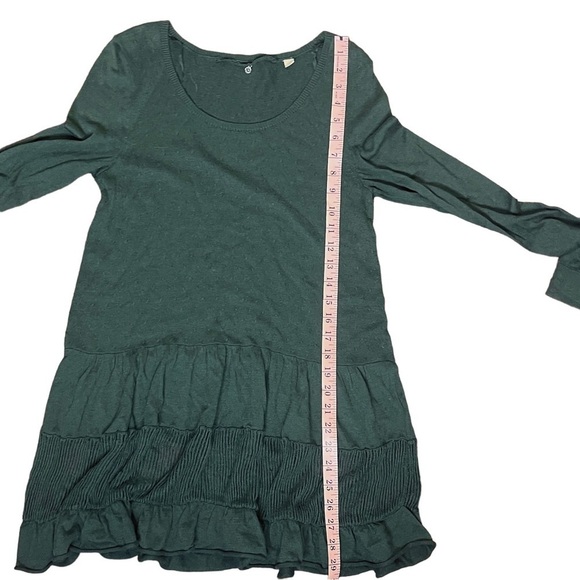Knitted and Knotted Anthropologie Dark Green Ruffle Hem Sweater Women's Small - Picture 7 of 11